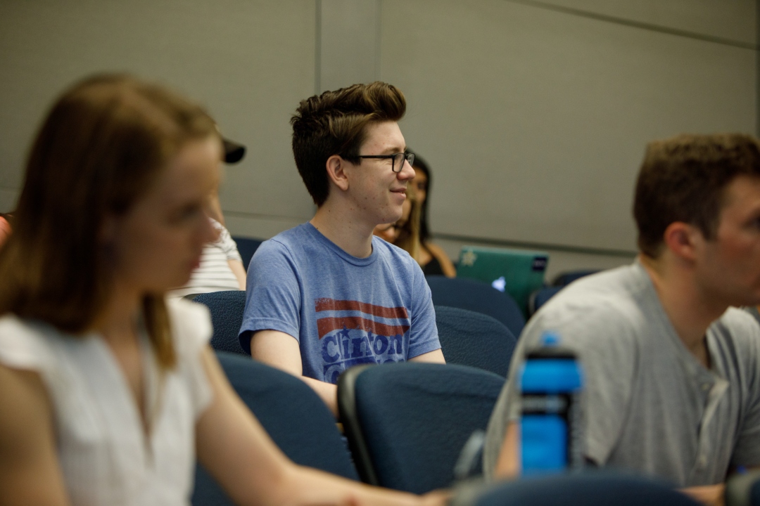 A student listening in a history class