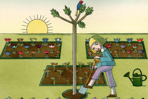 Illustration of person planting a tree